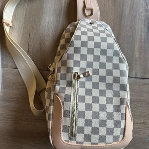 Checkered Beige and Cream Women's Bag